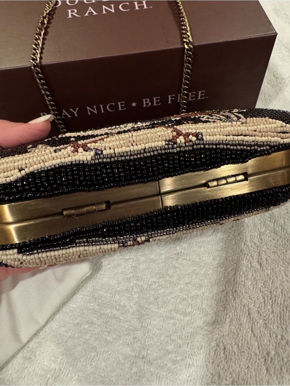 Double D Ranch Black Beaded Roadrunner Evening Clutch with Shoulder Strap - Picture 7 of 10